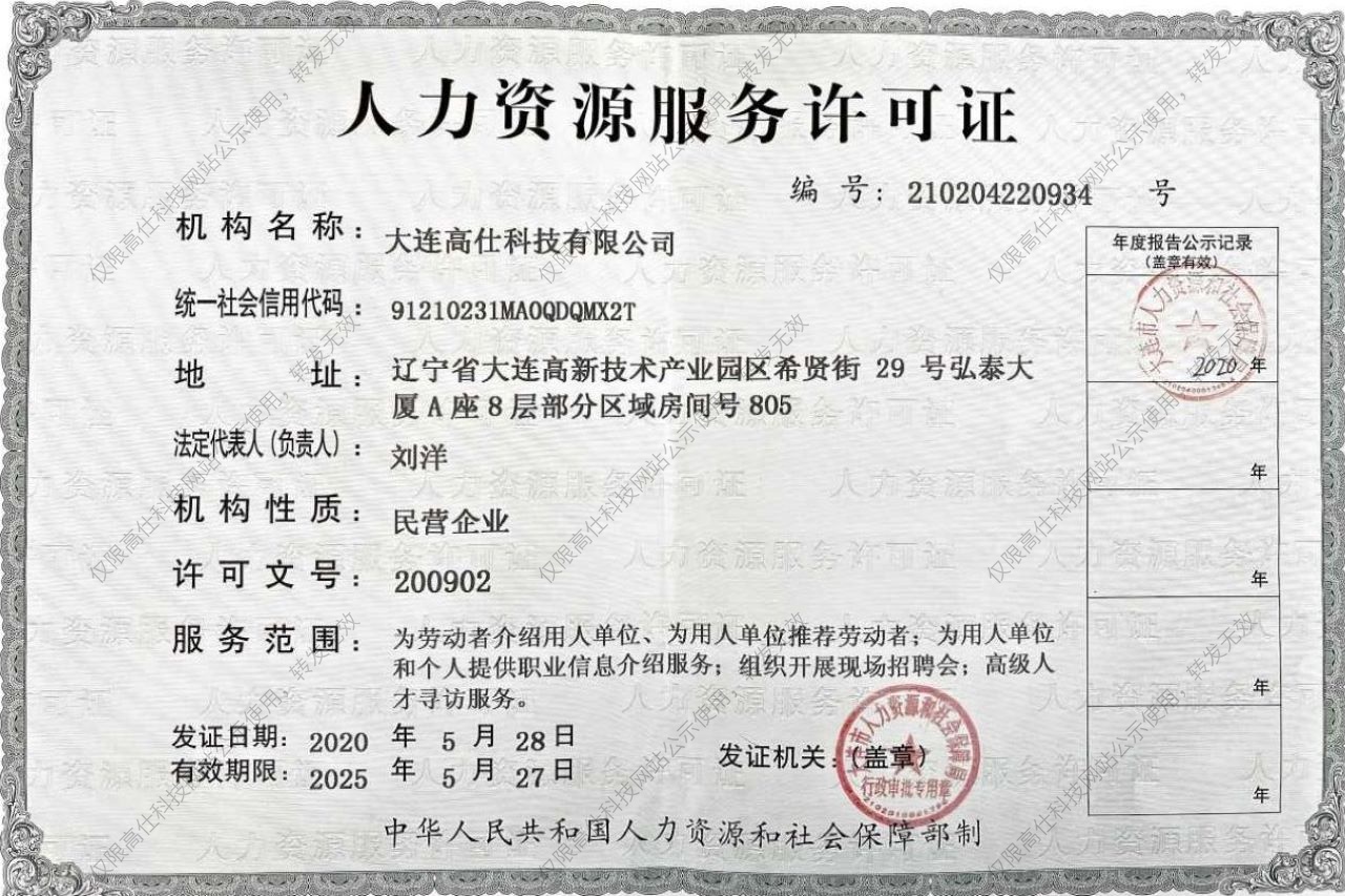 人力資源服務許可證